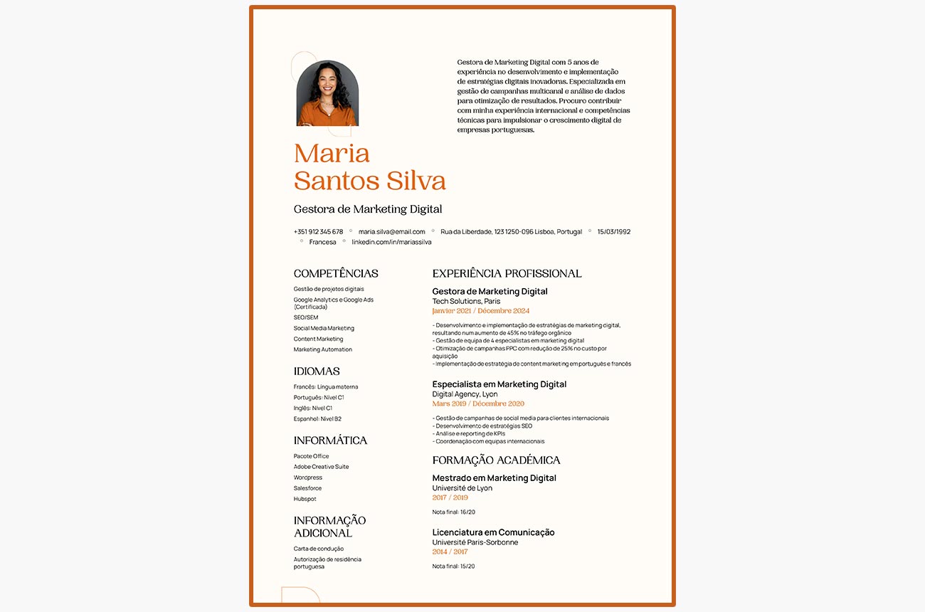 Exemple de CV portugais